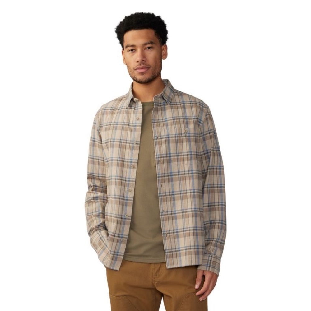 Men’s Columbia Long Sleeve Button Down Flannel Shirt, Green Plaid, Size Large